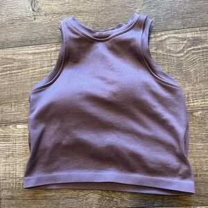 Pro Fit Ribbed Crop Tank Top With Built in Bra in Plum